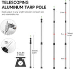 SANLIKE Telescoping Tarp Poles Tent Poles, 96" Aluminum Canopy Poles Extendable Pole for Awning Shelter Camping Hiking Backpacking, Luminous Tip Cap Design, Set of 2, Silvery