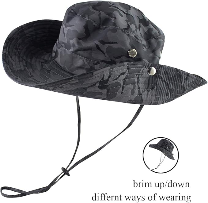 CAMOLAND Mens Fishing Hat Wide Large Brim Sun Hat with Outdoor UV Protection