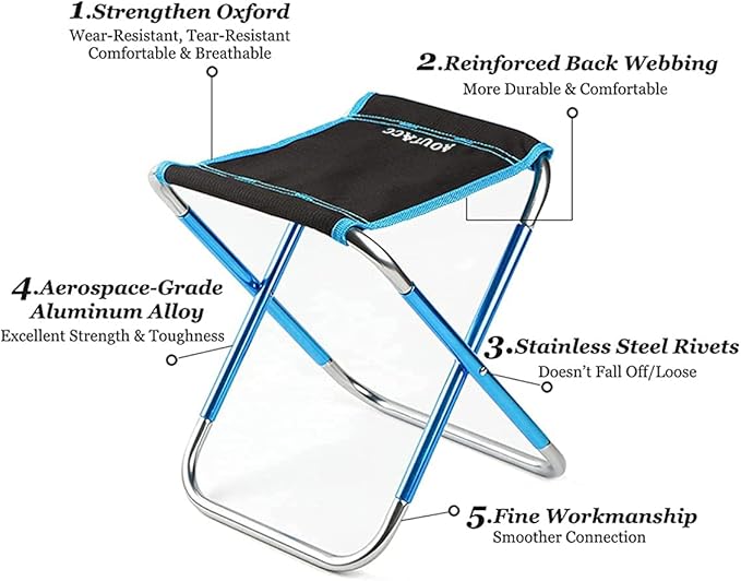 AOUTACC Ultralight Portable Folding Camping Stool for Outdoor Fishing Hiking Backpacking Travelling(XL:13"x14"x15";Large:11.8"x11"x11.4"; Medium:8.3"x9.5"x 11")