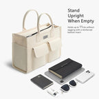 TOPDesign Heavy-Duty Canvas Tote Bag for Women, Adjustable Crossbody/Shoulder Handbag with 9 Pockets, Everything Tote