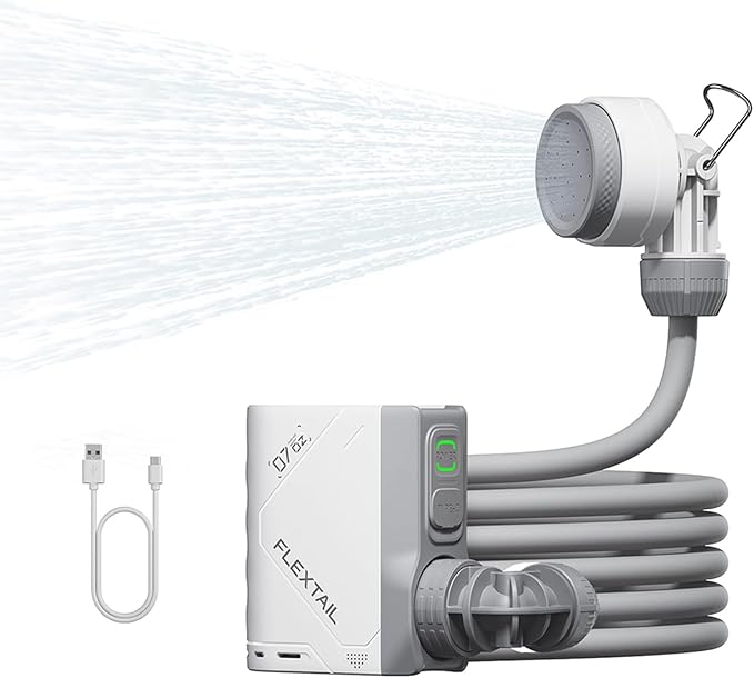 FLEXTAILGEAR Tiny Shower Portable Shower for Camping, Rechargeable Camping Outdoor Shower, Portable Shower Pump for Hiking, Waterproof Outdoor Camp Pump, Car wash, Pet Cleaning, Beach Vacations