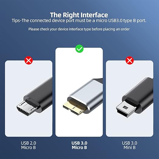 USB 3.0 Micro B Cable 3 FT, External Hard Drive Cable 5 Gbps High-Speed USB A to Micro B Cord Compatible for Brother Scanner Seagate Xbox One Toshiba WD Hard Drive