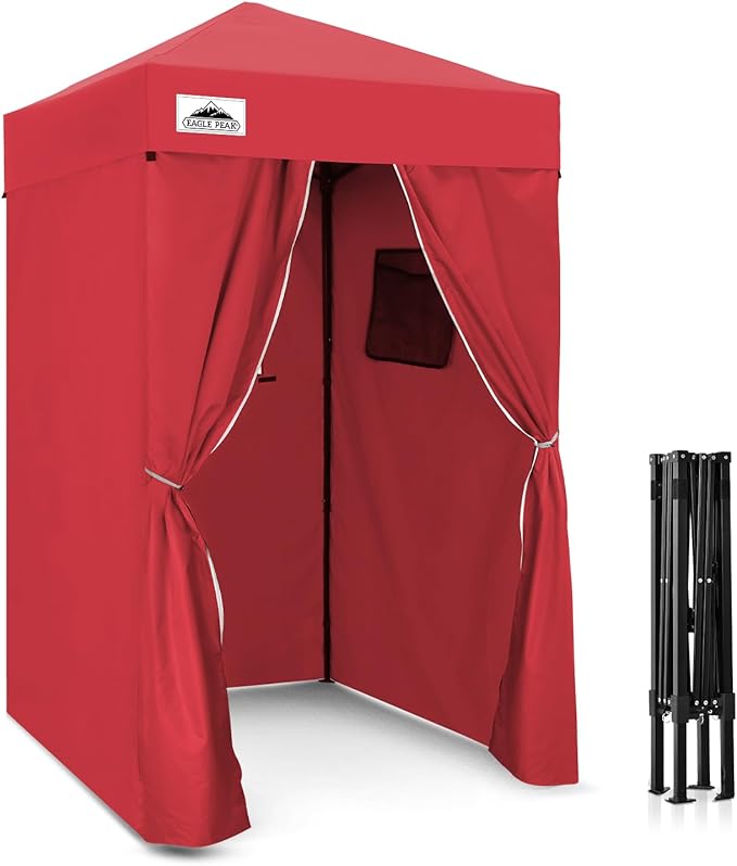 EAGLE PEAK EAGLE PEAK Flex Ultra Compact Pop-up Canopy, Sun Shelter, Changing Room, Portable Privacy Canopy Cabana, 4x4ft Canopy Tent, for Pool, Fashion Photoshoots, or Camping, Red