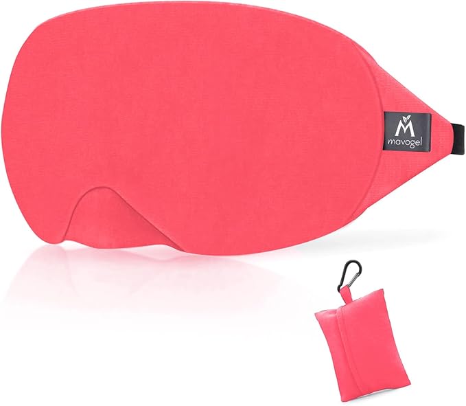 Mavogel Cotton Sleep Mask - Breathable Light Blocking Sleep Eye Mask, Soft Comfortable Night Sleeping Mask for Men Women, Eye Cover for Travel/Shift Work/Nap, Includes Travel Pouch (Vermilion Red)