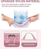 ECOHUB 6 Set Compression Packing Cubes, Gifts for Women Mom, Lightweight Vacation Travel Essentials Accessories for Suitcase Luggage Organizer Bags Set with YKK Zippers Shoe Bag, Pink