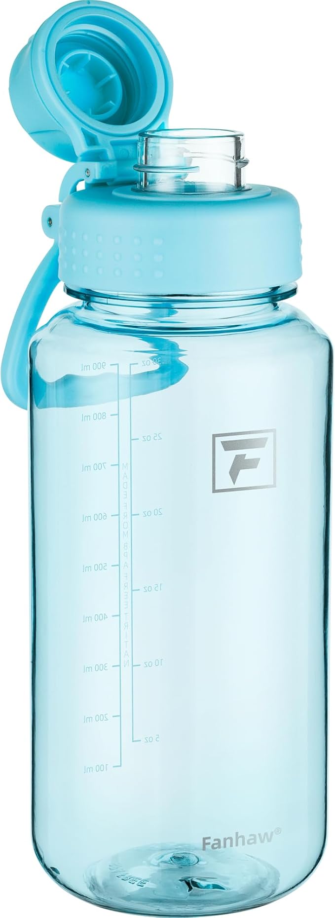 Fanhaw 32 oz Clear Water Bottle with Fast-Flow Spout Lid, BPA-Free Tritan, Wide Mouth, Leakproof, Reusable Bottle for Gym, School, Office, Travel (Baby Blue)