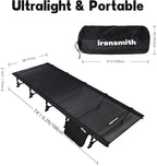 Camping Cot, Portable Camping Bed for Adults Children,Ironsmith Foldable Sleeping cots for Hiking,Camping,Travel,Support 330LB,Foldable Bed for Office nap (Black#Mesh Surface)