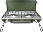 ONLYFIRE Portable Camping Stove 2-Burner, Propane Camp Stove with Foldable Legs, Camping Grill Stove with Adjustable Burners, Heavy-Duty Latch & Handle for Camping Tailgating RV BBQ, Green