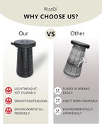 Upgraded Foldable Thickened Collapsible Stool, Portable Folding Seat, Adjustable Height Retractable, Suitable for Fishing, Hiking, Camping, BBQ, Party, Outdoor (Black)