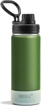 Insulated Water Bottle-18 oz Stainless Steel Vacuum Wide Mouth Sports Flask with Silicone Boot-Reusable Metal Leak Proof Travel Water Bottle Boys, BPA-Free(Grass Green)