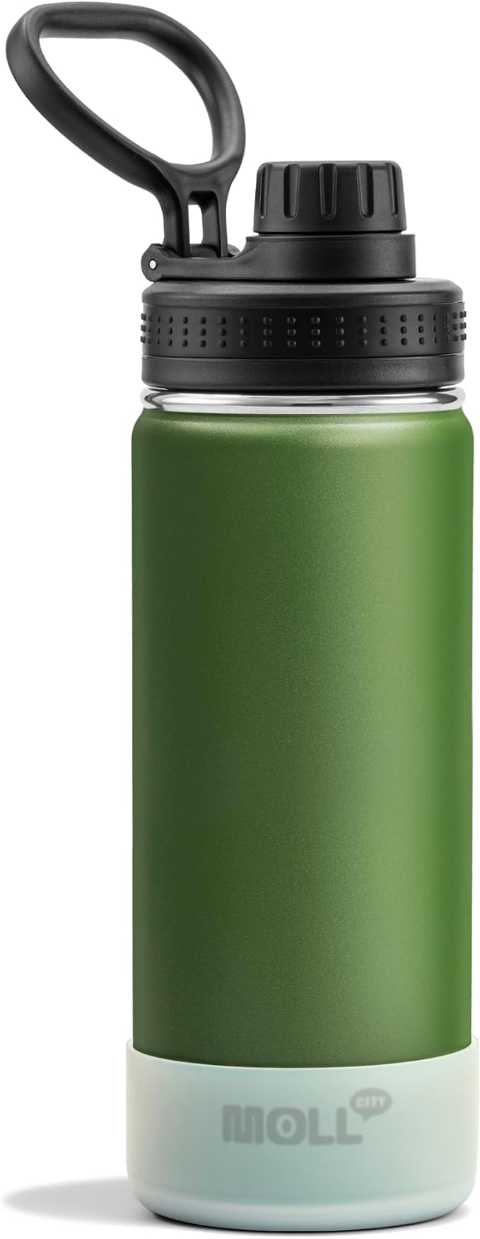 Insulated Water Bottle-18 oz Stainless Steel Vacuum Wide Mouth Sports Flask with Silicone Boot-Reusable Metal Leak Proof Travel Water Bottle Boys, BPA-Free(Grass Green)
