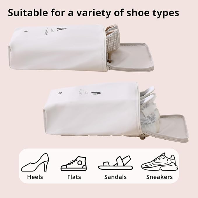 tianzong Shoe Bags for Travel, Waterproof Shoe Storage Organizer with Zipper for Men and Women (1 Pack, Beige)