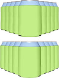 PartyPrints 100 Pack Lime Green Blank Can Cooler Sleeves, Customizable Bulk Insulated Foam for Beer, Collapsible Plain Drink Holder, Cold Soda Insulator, 12oz Regular, 16oz Tall Cans