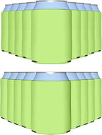 PartyPrints 100 Pack Lime Green Blank Can Cooler Sleeves, Customizable Bulk Insulated Foam for Beer, Collapsible Plain Drink Holder, Cold Soda Insulator, 12oz Regular, 16oz Tall Cans
