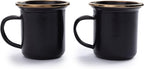Barebones 5-Ounce Enamel Espresso Cup Set of 2 - Small Coffee Mug and Tea Cup - Stainless Steel Rim Camping Mug for Indoor and Outdoor Use (Charcoal)