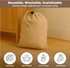 LFH Cotton Rich Shoe Storage Bags with Drawstring, Dustproof Breathable Reusable Organizer, Perfect For Travel, Dorm, Hotel, College, Gym, Easy to Carry, Machine Washable 12"x17" (Pack of 4) - Beige