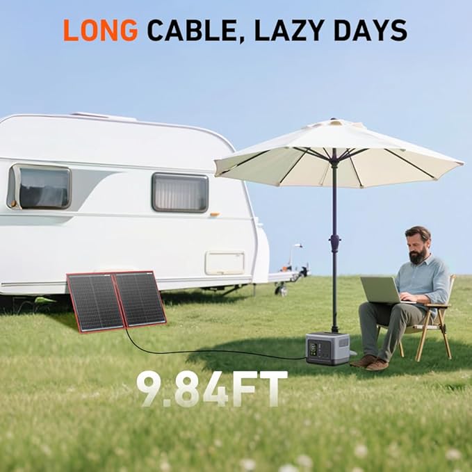 DOKIO 100W Portable Foldable Solar Panel Kit (19x26in, 5.3lb), with Separate Controller and Dual USB, Monocrystalline Charger for 12V Batteries & Power Stations, RV Camping Trailer Emergency Backup