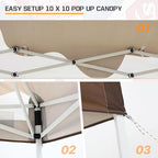 EAGLE PEAK 10x10 Slant Leg Pop-up Canopy Tent Easy One Person Setup Instant Outdoor Beach Canopy Folding Portable Sports Shelter 10x10 Base 8x8 Top (Brown Cow Print)