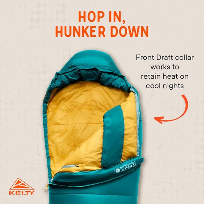 Kelty Cosmic 20 Down Mummy Sleeping Bag for Backpacking, Campers, 550 Fill Power, Recycled Fabrics with PFAS-Free DWR, Designed in Sunny Colorado,