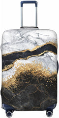 Travel Luggage Cover, White Black Gold Marble Abstract Washable Elastic Baggage Cover Double-sided with Zipper Closure for Wheeled Suitcase Fits 18-21 Inch Luggage