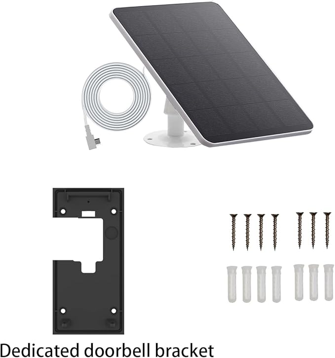 5W Solar Charger Compatible Ring Video Doorbell (2nd Gen - 2020 Release) (White)