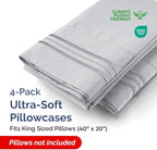 Pillowcases - Ultra Soft Hotel Quality Pillowcase Covers - Comfy, Cozy & Wrinkle Free - Shrinkage and Fade Resistant - Machine Washable Pillow Protectors - (King, Steel Blue, 4 Piece Set)