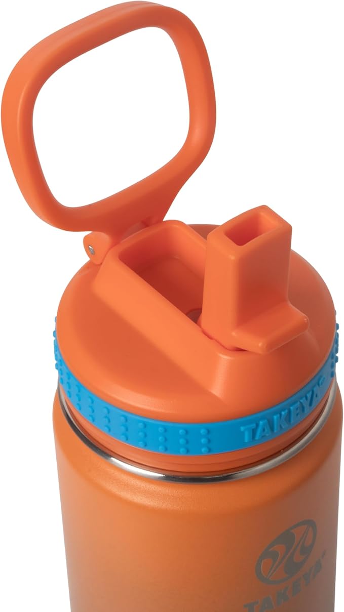 Takeya Actives Water Bottle with Straw Lid - Durable & Easy-Care Water Bottle with Stainless Steel Insulation - BPA-Free Lid with Carry Handle & Straw - Dishwasher-Safe - 18 oz, Ombre Awestruck
