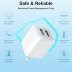 USB Wall Charger, Dual Port Cube Power Adapter Charger Plug Block Charging Box, Dual Port Wall Fast Charging Adapter, Compatible for i Phone 14 13 12 11，Milky White