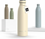 LARS NYSØM Stainless Steel Insulated Water Bottle 12oz 17oz 25oz 34oz 51oz | Insulated Thermo Flask for Hot and Cold Beverages | Leakproof Drinking Bottle (Almond Beige, 17oz)