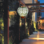 Stargarden Hot Air Balloon Solar Lantern, Butterfly Hollow Out Metal Hot Air Balloon Decorations, Green Hanging Solar Lantern, Waterproof Outdoor Lights for Porch Decor