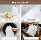 LFH Cotton Rich Shoe Storage Bags with Drawstring, Dustproof Breathable Reusable Organizer, Perfect For Travel, Dorm, Hotel, College, Gym, Easy to Carry, Machine Washable 12"x17" (Pack of 6) - White