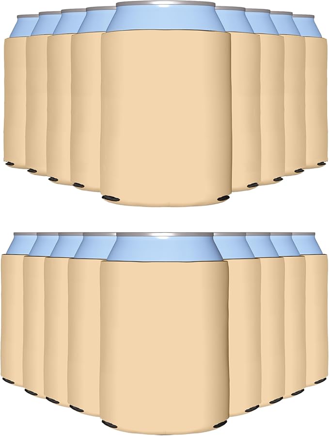 PartyPrints 1000 Pack Peach Blank Can Cooler Sleeves, Customizable Bulk Can Coolers, Extra-Thick Collapsible Drink Insulator Sleeve, Beer Can Coolers for Party Beverages
