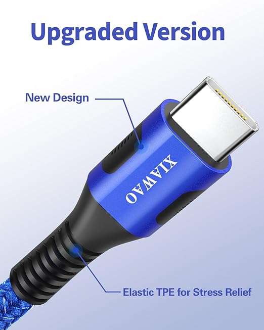 XIAWAO USB to USB C Cable Fast Charging, (5Pack, 3/3/6/6/10FT) C Charger Cord for Samsung Galaxy S25 S24 S23 S22 S21 S20 A17 A16 A15, iPhone 17 16 15