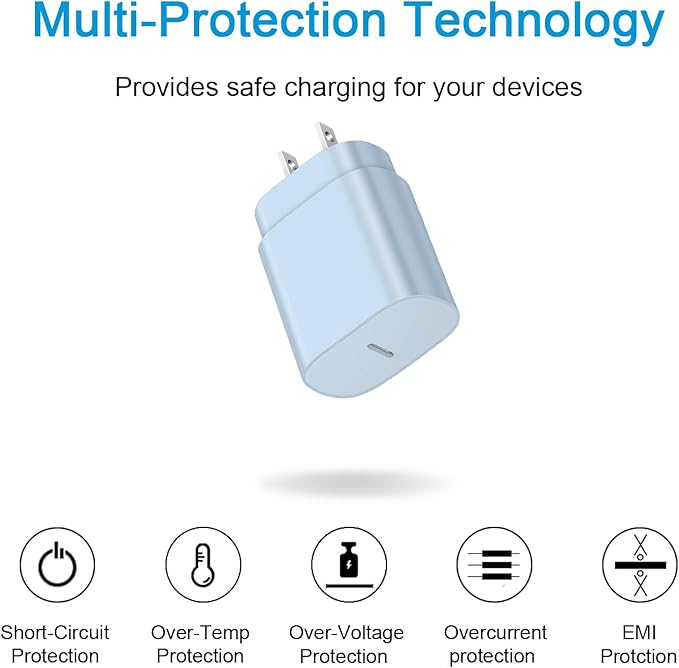 Type C Charger Fast Charging for iPhone 17 16 15,10FT USB C Samsung Chargers Block 25W Super Fast Chargers for Samsung Galaxy S25/S24 S23/iPhone Air/17/17 Pro Max/iPhone 16/16 Pro Max/15 Pro Max(Blue)