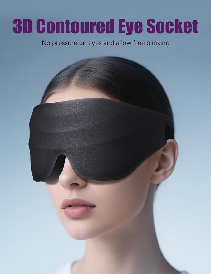 Sleep Eye Mask for Men Women, EVA BELLE Light Blocking Sleeping Mask for Side Sleeper, 3D Contoured Cup Night Blindfold, Lash Extensions 3D Sleeping Mask with Adjustable Strap for Travel, Night & Nap