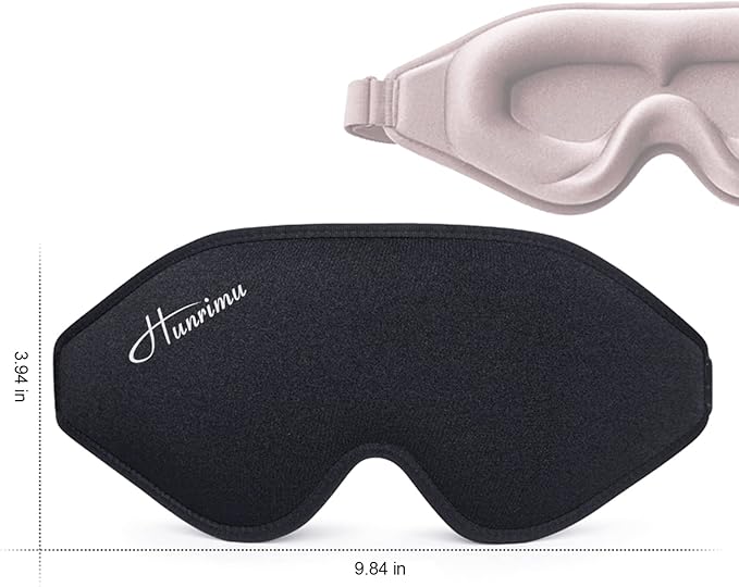 Sleep Eye Mask for Women Men, Soft and Comfortable Night Eye Mask for Sleeping, 3D Blockout Eye Cover for Travel, Blindfold with Adjustable Strap (Black)