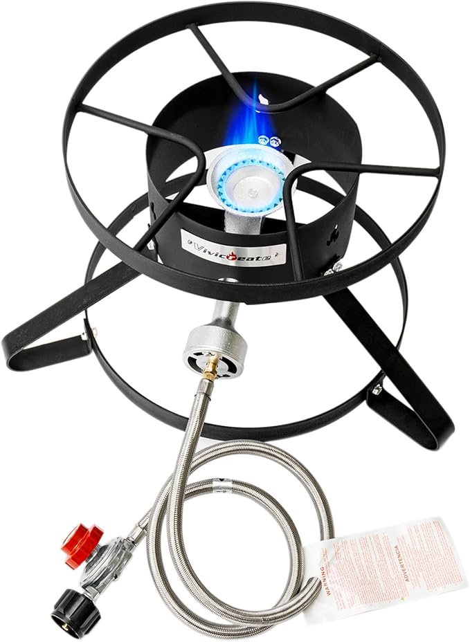 Vivicreate High Pressure Propane Gas Outdoor Burner Stove Cooker Burner Turkey Fryer 35000 BTU power with Regulator and Hose parrilla de gas estufas de gas para cocinar afuera