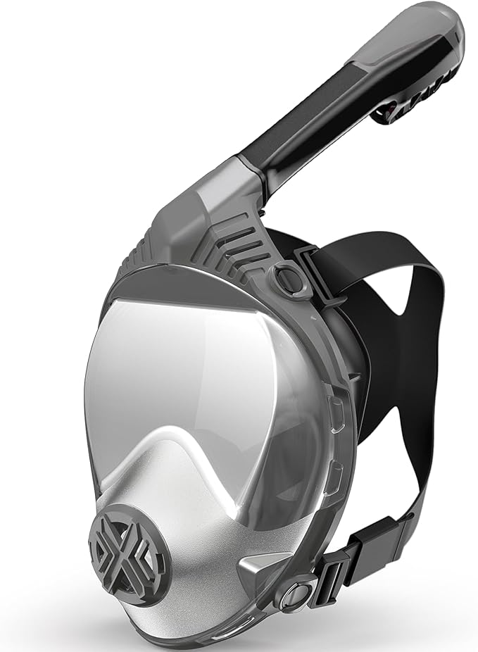 Full Face Snorkel Mask- Snorkeling Gear for Adults with Safe Dry Top Breathing System, Latest Foldable Panoramic View Snorkeling Mask for Men and Women, Anti Fog Anti Leak