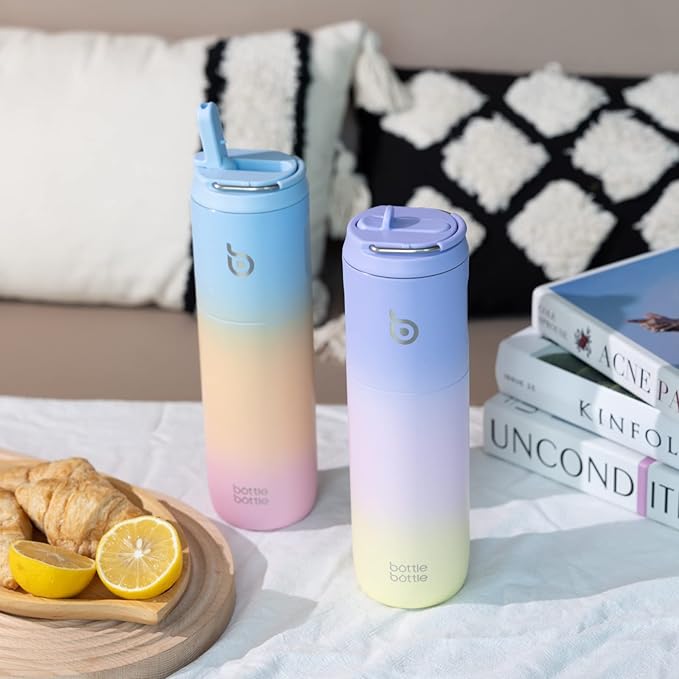 BOTTLE BOTTLE Insulated Water Bottle 24oz with Straw Lid and Handle for Sports Travel Gym Stainless Steel Water Bottles Double-Wall Vacuum Metal Leak Proof BPA-Free