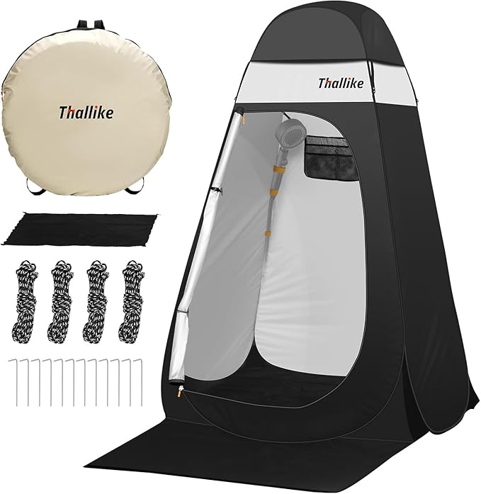 Upgrade Pop Up Privacy Shower Tent 55" x 55" x 83", Portable Camping Shower Tent, Camping Toilet Changing Room with Rain Shelter & Extended Floor Mat, Dressing Room for Beach