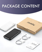 Miady 2-Pack Portable Charger, Slim 10000mAh Power Bank Travel Battery Pack 3 Outputs 2 Inputs Compatible with iPhone 17/16/15/14/13 Galaxy S24/22 iPad Android etc (2 White)