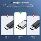 USB 3.0 Micro B Cable 1.5 FT, External Hard Drive Cable 5 Gbps High-Speed USB A to Micro B Hard Drive Cord Compatible for Seagate Xbox One Toshiba WD My Passport Elements SSD, Camera, Laptop
