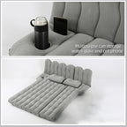 SUV Air Mattress with Cup & Phone Holder, Flocked-Top Inflatable Car Mattress with Two Air Pillows & Electric Air Pump, Ideal SUV Mattress for Camping, Travel, and Road Trips (Grey)