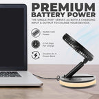 VENTY Portable Fan - Wireless Battery Operated Fan - 4 Speeds - LED Lighting - Carry Case & Remote Control - Cruise Travel - Outdoor Travel RV Power Bank With USB-C Port (Black with Case)