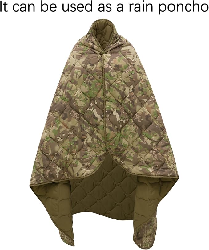 LOOGU Camo Blanket Waterproof Insulation Poncho Liner for Outdoor Camping, Hiking, Hunting, Survival, Backpacking, Picnicking