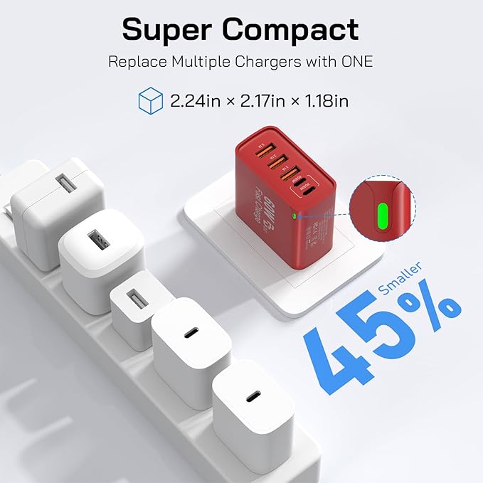 2Pack USB C Fast Charger Block, 60W 5-Port USB C Wall Charger 30W Type C Charging Block, 2USB C+3USB A PPS/PD 3.0 Multiport Charging Cube for iPhone 17 16 15 14 Pro Max,for Galaxy S25 S24 Ultra, i Pad