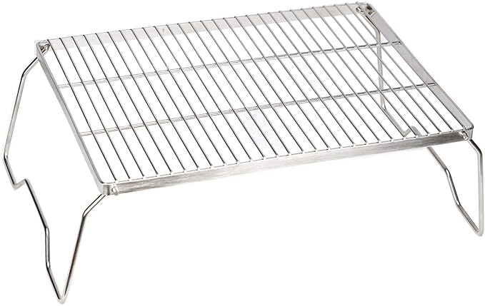 ZORMY 17" Large Folding Campfire Grill, 304 Stainless Steel Firepit Grill Grate, Heavy Duty Portable Camping Grill with Carrying Bag, Gas BBQ Grill Grate for Backpacking, Hiking, Picnics (Large)