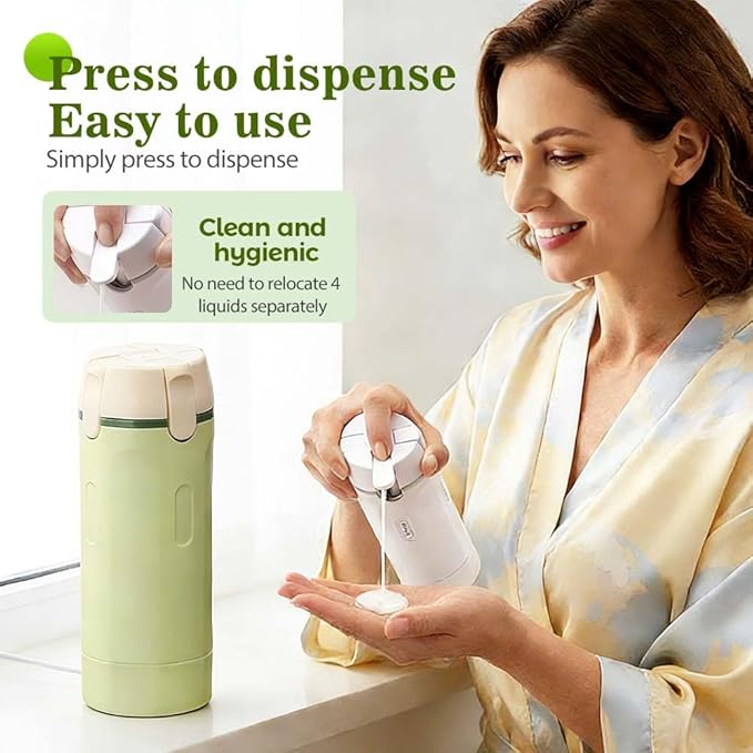4 in 1 Travel Dispenser, 4 Pack 30ML Travel Bottles for Toiletries, Leak Proof Travel Size Containers, Portable Containers for Shampoo Lotion Conditioner Cream (White*2)