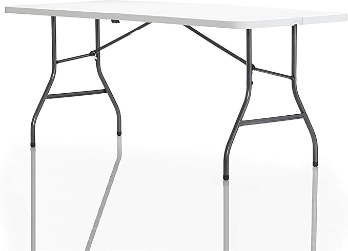 Cosco 6ft Fold-in-Half Blow Molded Folding Table, Indoor/Outdoor, Comfort Handle, Lightweight Plastic Construction - White