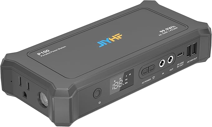 JIYHF Portable Power Bank with AC Outlet - 99.9Wh Laptop Charger & Backup Power, 100W AC + 65W USB-C PD Fast Charging for Travel, Home & Outdoor, Emergency Use(FAA Compliant)